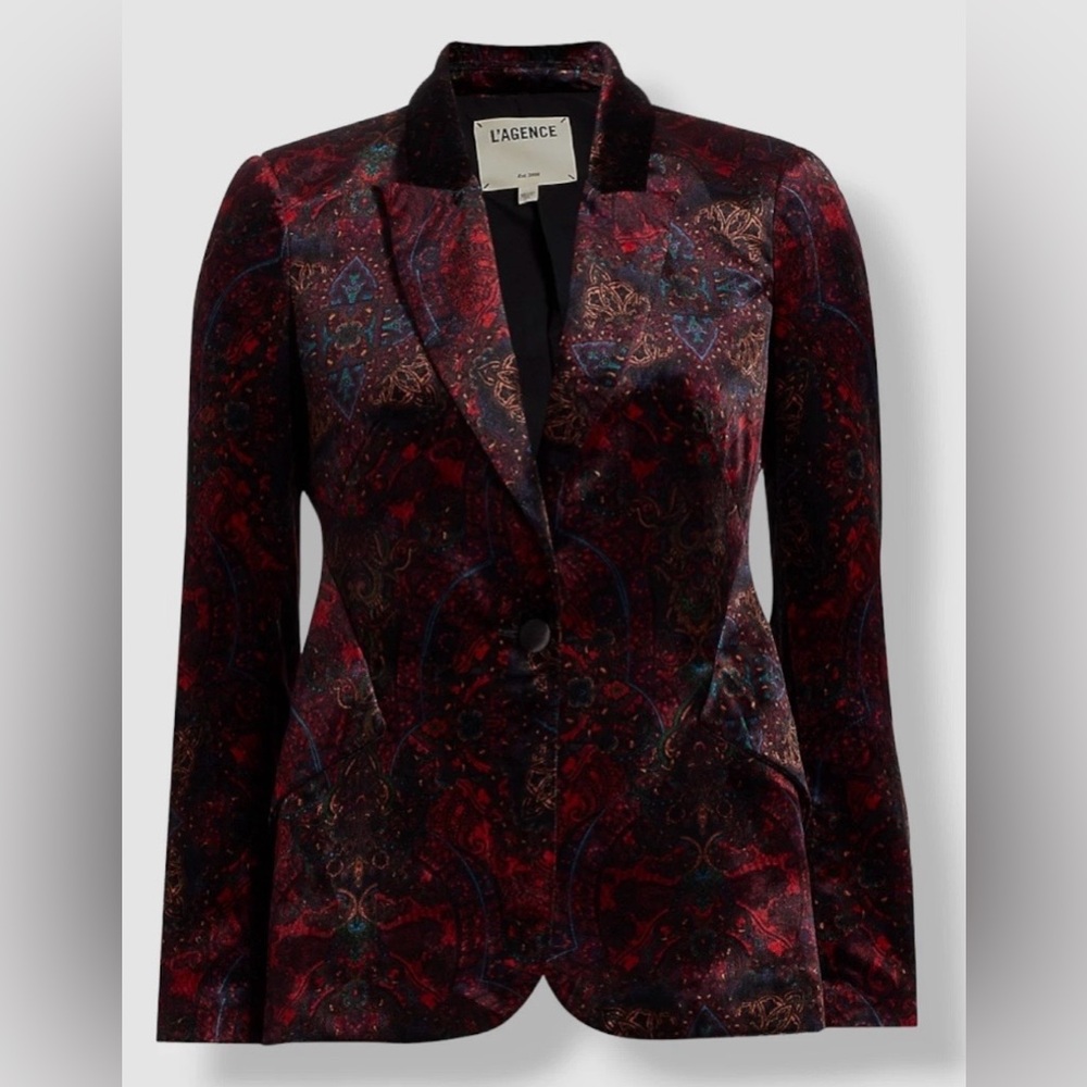 L’Agence Clementine Black & Red Medallion Paisley Blazer Women’s Size 10